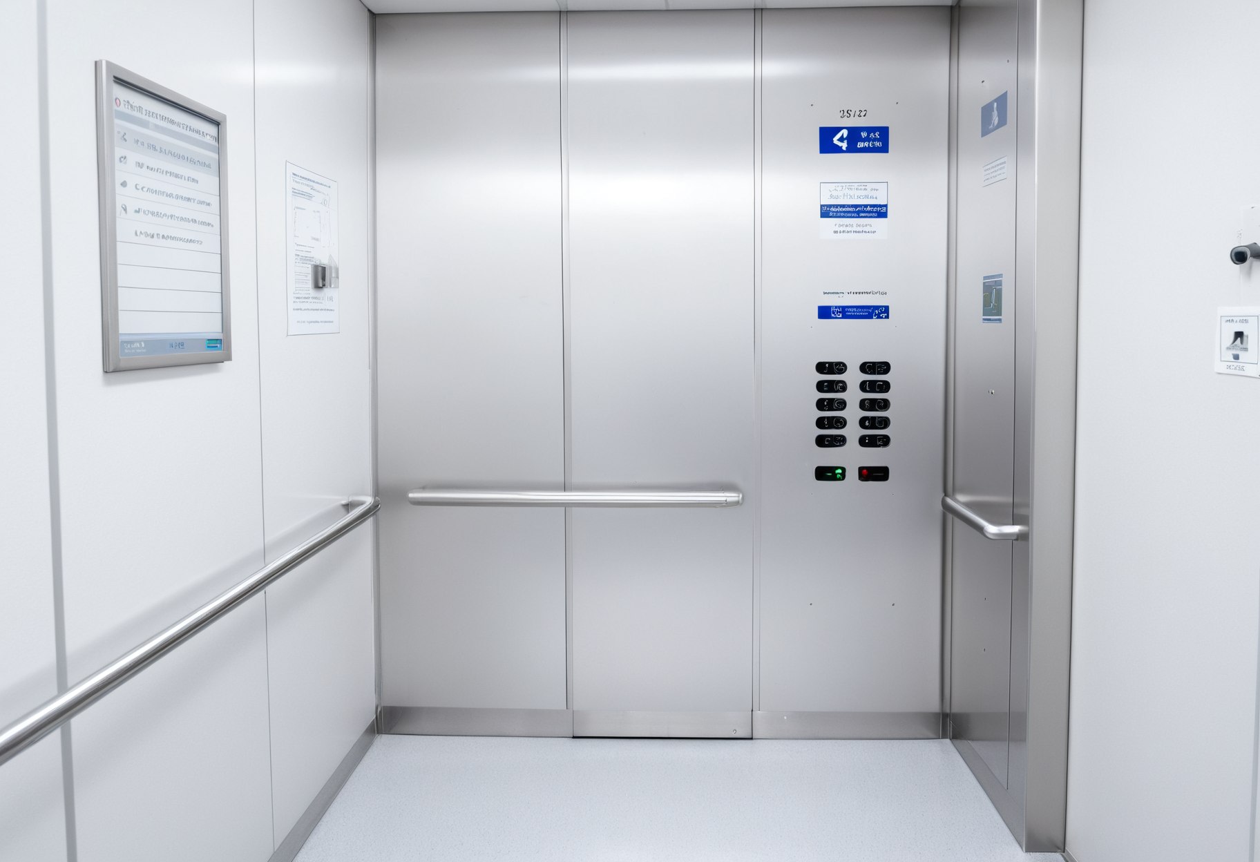 Cabine de elevador modernizada com acabamento em aço inox